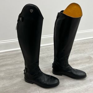 Ovation Mirabella in Women Boot Black Leather Zip Up Riding Boot 39 Wide